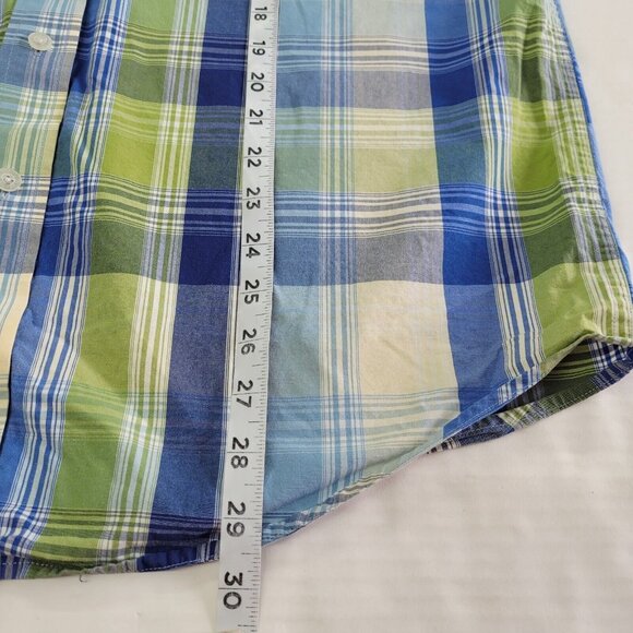 Jantzen Shirt Mens‎ M Green Blue Plaid Cotton Preppy Casual Office Long Sleeve - Picture 12 of 14